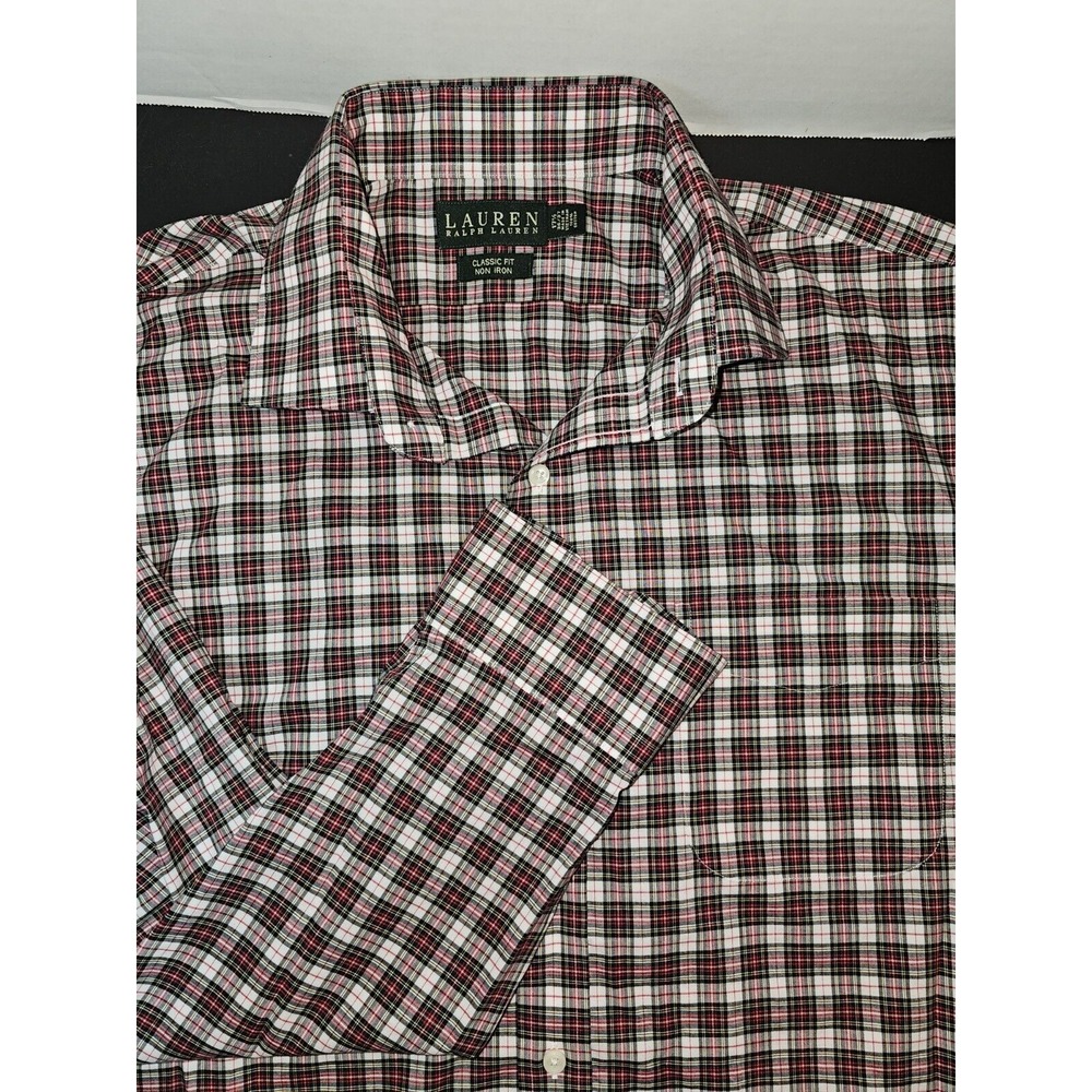 Ralph Lauren Mens Button Down Shirt Classic Fit Large 17.5 36/37 Plaid